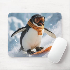 Pinguïn Snowboarden Bergafwaarts Muismat