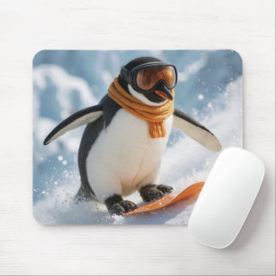 Pinguïn Snowboarden Bergafwaarts Muismat