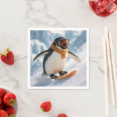Pinguïn Snowboarden Bergafwaarts Servet (Insitu)