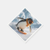 Pinguïn Snowboarden Bergafwaarts Servet (Hoek)
