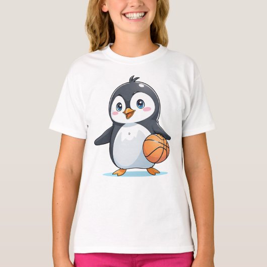 Pinguin speelt basketbal t-shirt (Voorkant)