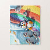 Pinguïn speelt op een glijbaan legpuzzel (Verticaal)