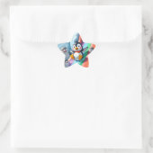 Pinguïn speelt op een glijbaan ster sticker (Tas)