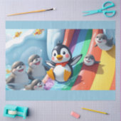 Pinguïn speelt op een glijbaan tissuepapier (Craft)