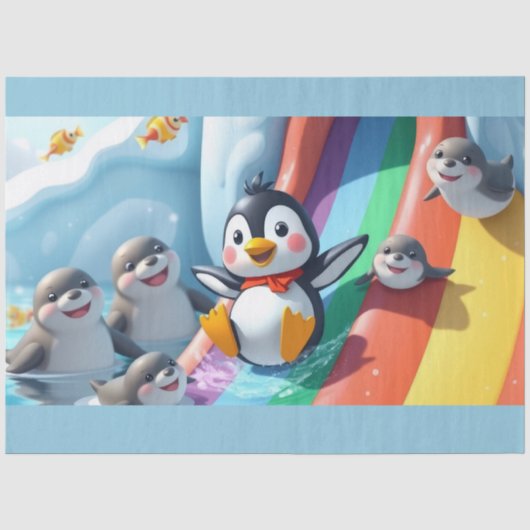 Pinguïn speelt op een glijbaan tissuepapier (Voorkant)