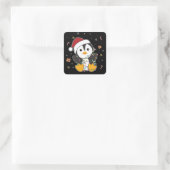 Pinguïn squ vierkante sticker (Tas)