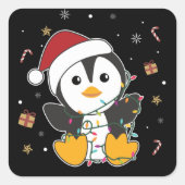 Pinguïn squ vierkante sticker (Voorkant)