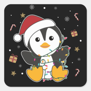 Pinguïn squ vierkante sticker