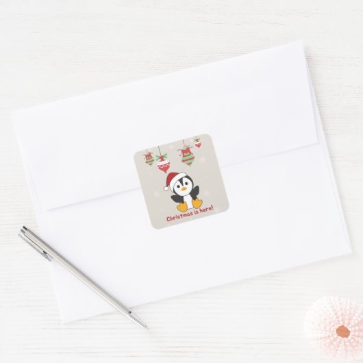 Pinguïn squ vierkante sticker (Envelop)