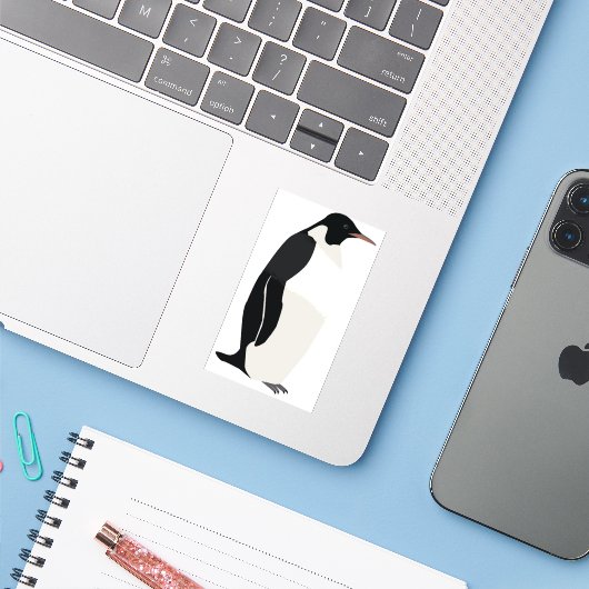 Pinguïn Sticker (Laptop met iPhone)