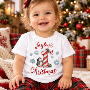 Pinguïn Suikerstok Custom Baby's Eerste Kerstmis
