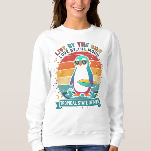Pinguïn Surfer Lange Mouwen Trui (Voorkant)