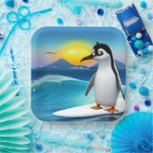 Pinguïn Surfing van kinderen op Birthday Papieren Bordje (Feest)