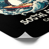 Pinguïn Surft op Golven Zuid-Afrika Cape Cod Surft Poster (Hoek)