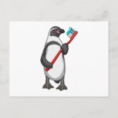 Pinguïn Tandenborstel Briefkaart (Voorkant)