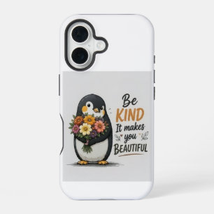 Pinguïn Telefoonhoes 'Wees Aardig' Cute Pinguïn iPhone 16 Hoesje