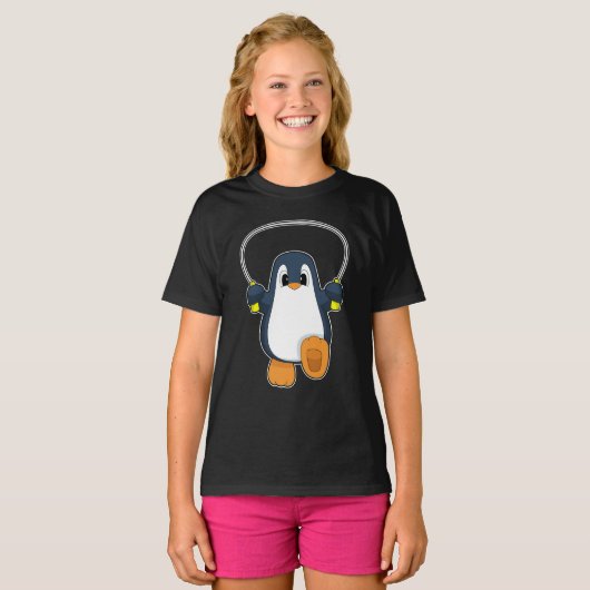 Pinguïn touw overslaan Jump touw T-shirt (Voorkant volledig)