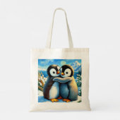Pinguïn tweeling Happy Feet Blauwe canvas tas (Achterkant)