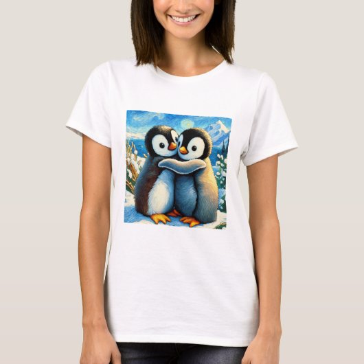 Pinguïn tweeling vrolijke voeten blauw t-shirt (Voorkant)