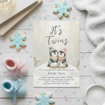 Pinguïn Tweeling winter Baby Shower Jongen Meisje 
