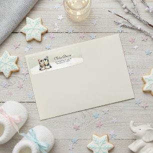 Pinguïn Tweelingen Baby Shower Neutrale Winter Etiket