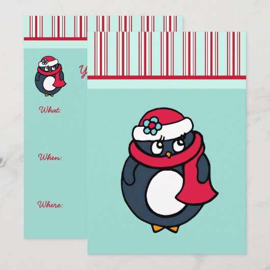 Pinguïn uitnodigingen (Voorkant / Achterkant)