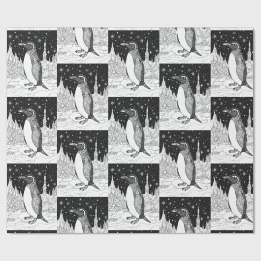 Pinguin unterm Sternenhimmel Cadeaupapier (Vlak)