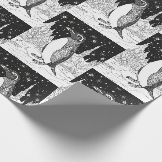 Pinguin unterm Sternenhimmel Cadeaupapier (Hoek)