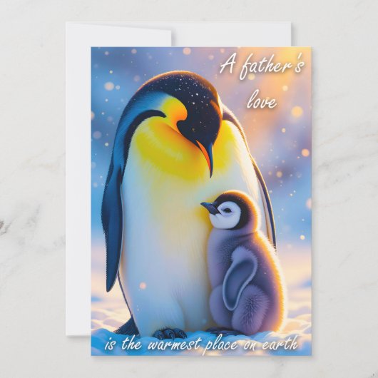 Pinguïn Vader met Kuiken Knuffel Kaart voor Vader (Voorkant)