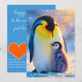 Pinguïn Vader met Kuiken Knuffel Kaart voor Vader (Voorkant / Achterkant)