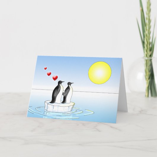 Pinguïn valentijn feestdagen kaart (Voorkant)
