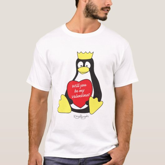 pinguïn valentijn t-shirt koning (Voorkant)