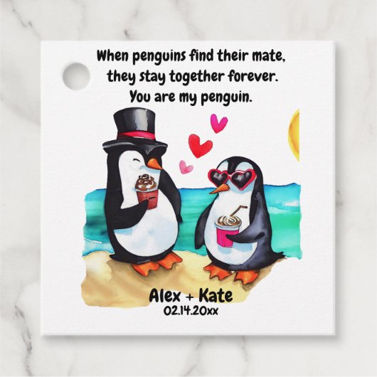 Pinguïn Valentijns Bedankjes Labels (Voorkant)