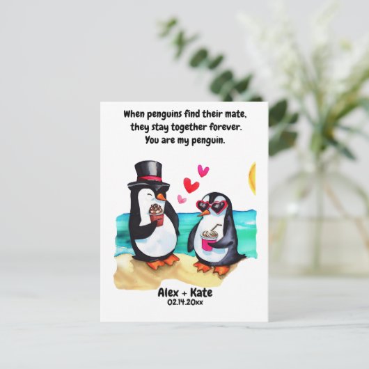 Pinguïn Valentijns  Briefkaart (Staand voorkant)