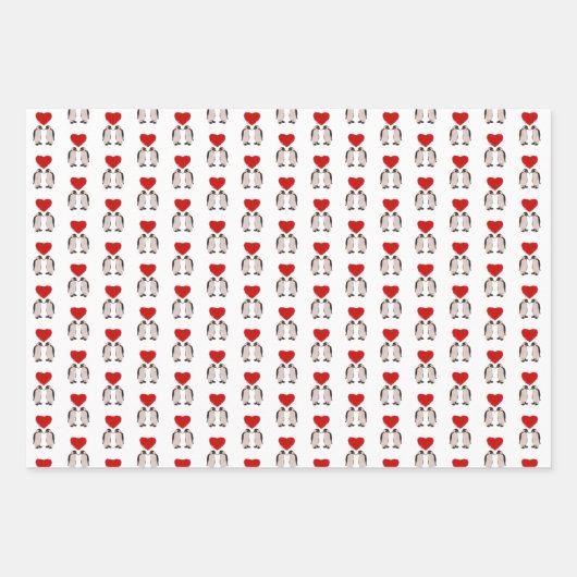 Pinguïn Valentijns Inpakpapier Vel (Voorkant)