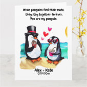 Pinguïn Valentijns  Kaart (Gele Bloem)