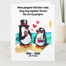 Pinguïn Valentijns  Kaart