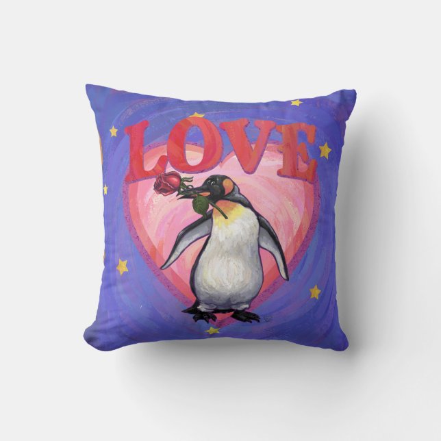 Pinguïn Valentijnsdag Kussen (Voorkant)