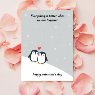 Pinguïn Valentijnskaart Cute Romantische Koppels Feestdagenkaart