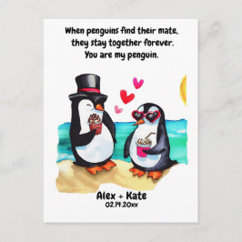 Pinguïn Valentijnskaarten  Briefkaart