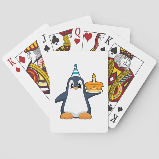 Pinguïn Verjaardag Kaars Taart Pokerkaarten (Achterkant)