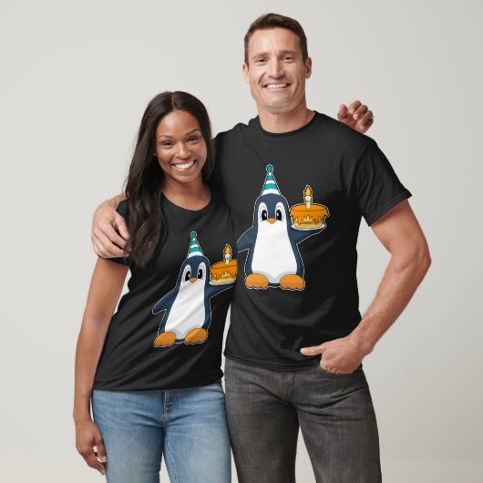 Pinguïn Verjaardag Kaars Taart T-shirt (Unisex)