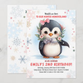 Pinguïn Verjaardag Uitnodiging Meisje Pinguïn Verj (Voorkant / Achterkant)