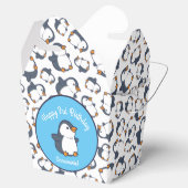 Pinguïn verjaardagsfeestje bedankdoosjes (Geopend)