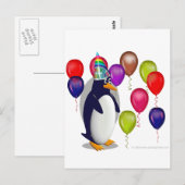 Pinguïn verjaardagsfeestje briefkaart (Voorkant / Achterkant)