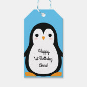 Pinguïn verjaardagsfeestje cadeaulabel (Voorkant)