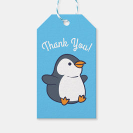 Pinguïn verjaardagsfeestje cadeaulabel