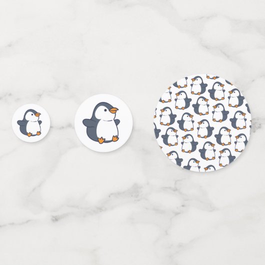 Pinguïn verjaardagsfeestje confetti (Achterkanten)