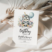 Pinguïn verjaardagsfeestje kaart