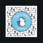 Pinguïn verjaardagsfeestje servet<br><div class="desc">Deze schattige kleurrijke pinguïn verjaardagsfeestdag zijn perfect voor een kind verjaardagsfeest! Pas de tekst aan om ze zelf te maken. De moderne kijk en het moderne gevoel is de perfecte manier om je kleine te vieren die van pinguïns en vogels houdt op hun verjaardag! Ideaal voor kleine jongens en meisjes!...</div>